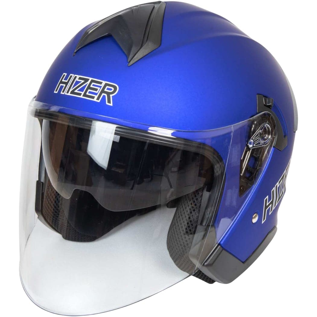 Шлем открытый со стеклом HIZER J232 №2 matte blue